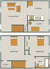MONTICELLO ARMS | 2 BEDROOM 1 BATH A